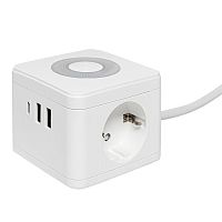 Удлинитель "Куб" 2 гнезда 2USB 2.4А+Type C + Ночник 1.3 метра 1кв.мм | код. UBA-CUB-2-TC | EKF