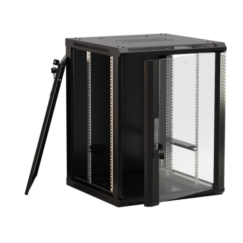 Hyperline TWB-2245-SR-RAL9004 Шкаф настенный 19-дюймовый (19), 22U, 1086x600х450мм, металлическая передняя дверь с замком, две боковые панели, цвет черный (RAL 9004) (разобранный) | код 395319 | Hyperline