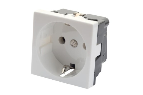 Розетка 2P+E немецкий стандарт 45 x 45 мм, без шторок, белый | код 16V-10-04WT | Eurolan Розетка 2P+E немецкий стандарт 45 x 45 мм, без шторок, белый | код 16V-10-04WT | Eurolan