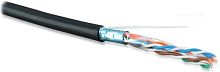 Кабель витая пара экранир. F/UTP кат. 5e 4 пары (24AWG) одножильный (solid) экран - фольга внешний PE черный, Hyperline FUTP4-C5E-S24-OUT-PE-BK-100 (100м) | код 49117 | Hyperline