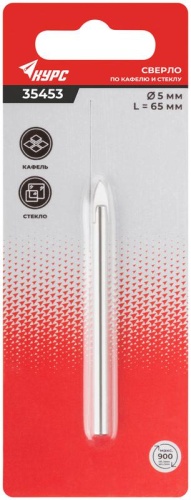 Сверло по кафелю, стеклу 5х65 мм | код 35453 | FIT фото 3 Сверло по кафелю, стеклу 5х65 мм | код 35453 | FIT фото 3
