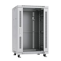 Cabeus SH-05C-18U60/80 Шкаф монтажный телекоммуникационный 19 напольный для распределительного и серверного оборудования 18U 600x800x988mm (ШхГхВ) передняя стеклянная и задняя сплошная металлическая двери, ручка с замком, цвет серый (RAL 7035) | код