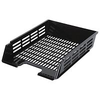 Лоток горизонтальный для бумаг BRAUBERG Basic, А4 (360х270х75 мм), с пазами, сетчатый, черный, 237011 | код 237011 | BRAUBERG