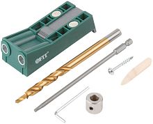 Кондуктор для глухих отверстий с ограничителем глубины двойной, пластиковый кейс | код 36417 | FIT