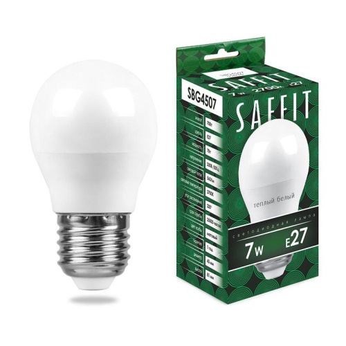 Лампа светодиодная 7Вт 230В E27 2700К G45 SBG4507 SAFFIT 55036 Лампа светодиодная 7Вт 230В E27 2700К G45 SBG4507 SAFFIT 55036