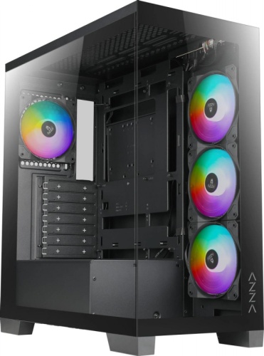 Корпус Azza Cove черный без БП ATX 6x120mm 2x140mm 1xUSB2.0 1xUSB3.0 audio bott PSU | код 2029656 | AZZA