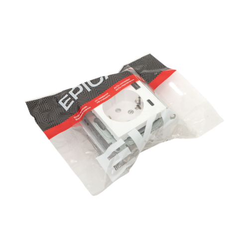 Механизм розетки с USB-A+С - 2шт, 16А, с заземлением, со шторками, белый Эпика EKF | код UP1-SOW-111-USBA+USBC | EKF Механизм розетки с USB-A+С - 2шт, 16А, с заземлением, со шторками, белый Эпика EKF | код UP1-SOW-111-USBA+USBC | EKF