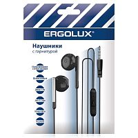 Наушники вакумные с микрофоном проводные ELX-WHP01P-C02 ПРОМО 3.5мм 1.2м пакет черн. | код 15278 | Ergolux
