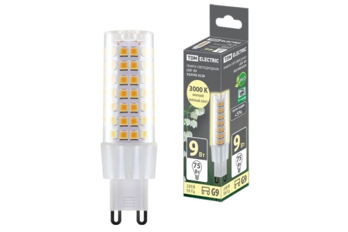 Лампа светодиодная G9-9 Вт-230 В-3000 К, SMD, 21,5x70,5 мм TDM | код SQ0340-0228 | TDM
