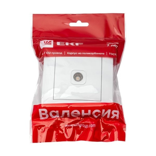 Валенсия розетка телевизионная 1-местная проходная 14дБ-240МГц белая PROxima | код EWA00-127-10 | EKF фото 3