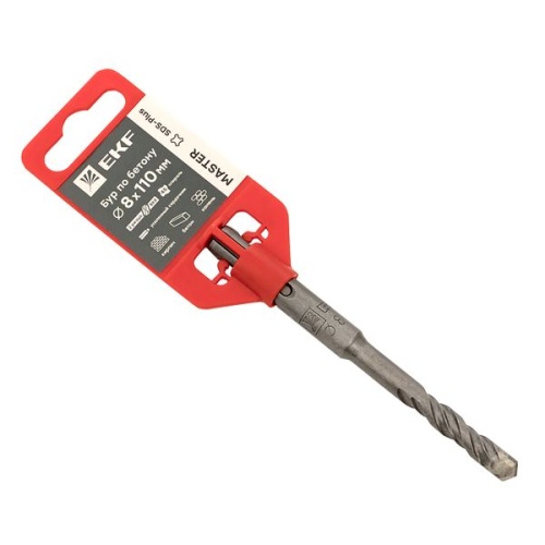 Бур по бетону SDS-plus 8х110 мм (2 резца)(4S спираль) Master | код db-8-110-2x4 | EKF фото 2
