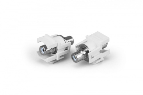 Вставка формата Keystone Jack с проходным адаптером RCA (белый) D type ROHS белая, Hyperline KJ1-RCA/WH-D-WH | код 246975 | Hyperline