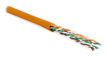 Кабель витая пара неэкранированная U/UTP категория 5e 4 пары (24 AWG) многожильный (patсh) LSZH нг(С)-HF оранжевый, Hyperline UUTP4-C5E-P24-IN-LSZH-OR-100 (100 м) | код 243611 | Hyperline