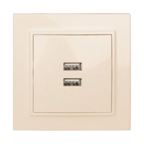Минск Розетка USB 2-местная СП 2,1А бежевая | код ERR-2USB-200 | EKF фото 2
