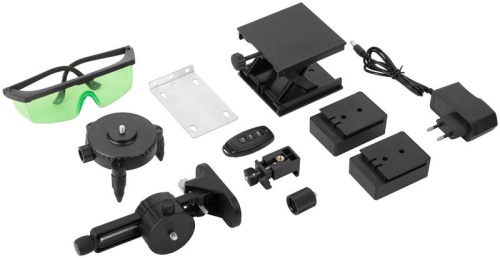 Уровень лазерный аккумуляторный самоуспокаивающийся Li-Ion мультипризменный 3х360град. зел. луч диапазон 20м FIT 18670 фото 10