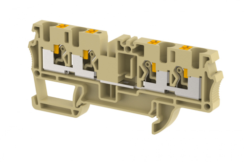Клемма проходная PUSH-IN 4 мм2, на 4 подключения, хаки PQ4-2x2-KHAKHI | код 3103060006 | Elmex