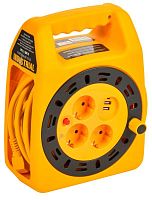 Удлинитель на катушке 3х15м с заземл. Industrial УК15 2P+PE 3х1.5кв.мм USBх2 LED термозащита | код IN-KP24-16-03-15-UL | IEK