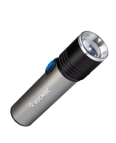 Фонарь аккумуляторный ручной LED 3Вт линза зум аккум. Li-ion 18650 1.2А.ч USB-шнур анодир. алюм.