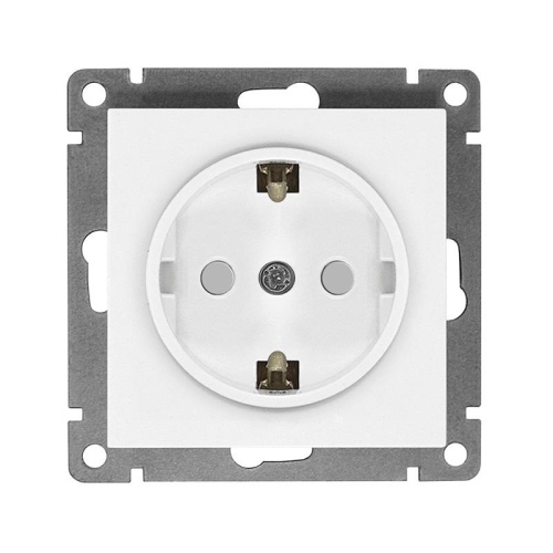Розетка 1-м СП Афина 16А IP20 с заземл. защ. шторки механизм бел. | код A0049 | Universal