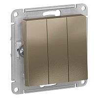 Выключатель 3-клавишный ATLASDESIGN, скрытый монтаж, шампань | код. ATN000531 | Schneider Electric