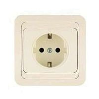 Розетка 1-м СП Mimoza 16А IP20 с заземл. крем./крем. Makel 25028
