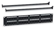 Патч-панель 19 (2U), 48 портов RJ-45, категория 5e, Dual IDC, с задним кабельным организатором, цвет черный | код 505209 | WRLine