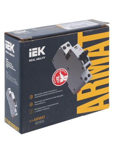 ARMAT Автоматический выключатель дифференциального тока B06S 1P+NP B6 30мА тип AC (18мм) | код AR-B06S-1N-B06C030 | IEK  фото 4