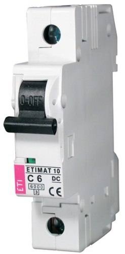 Автоматический выключатель ETIMAT 10 DC 1p C 6A (6 kA) | код 002137712 | ETI