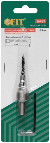 Сверло с зенкером для мебельных стяжек 4мм/зенкер 6.5мм (для стяжки 5х50) FIT 36429 фото 3 Сверло с зенкером для мебельных стяжек 4мм/зенкер 6.5мм (для стяжки 5х50) FIT 36429 фото 3