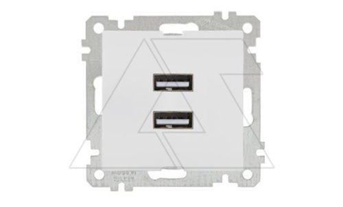 21 - Розетка 2xUSB Type A, белая | код 2100-449-0101 | Mutlusan