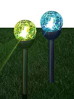 Светильник светодиодный SMD мультиколор садовый в форме шара из битого стекла аккум. AA NI-MH 200мА.ч (уп.2шт) | код KOC_SOL201L | КОСМОС