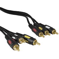 Аудио-видео шнур RUICHI 3 RCA - 3 RCA, 1.5 м | код 113693 | Ruichi