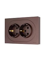 Розетка 2-м СП OSEN с заземл. ПБТ механизм шоколад LEZARD 743-7300-127B