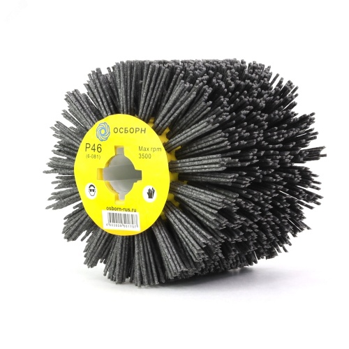 Щетка валик Д110x100x19, ворс полимер абразив P46 по дереву для щеточных шлиф машин с валом Д19+4 (6-081) | код PLM.RB11010019P46 | ОСБОРН