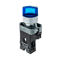 Переключатель с LED подсветкой, 24V AC/DC , синий, 3 полож. 1NO, фикс., мет. MTB2-BK3661 | код 58222 | MEYERTEC
