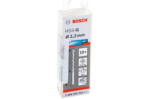 Сверло по металлу HSS-G 2.2мм Standard (10шт) (2.608.595.052) | код. 2608595052 | BOSCH