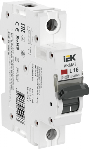 ARMAT Авт. выкл. M10N 1P L 16А IEK | код AR-M10N-1-L016 | IEK