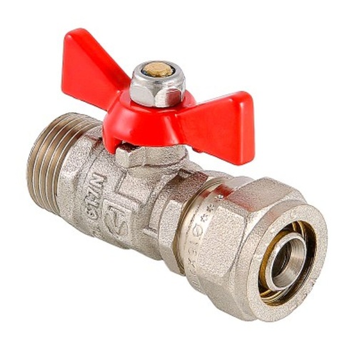 Кран шар. под обжим, рукоятка бабочка 16х1/2 нар. | код. VT.341.N.1604 | VALTEC
