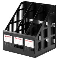 Лоток вертикальный для бумаг BRAUBERG SMART-MAXI (254х255х297 мм), 3 отделения, сетчатый, сборный, черный, 231525 | код 231525 | BRAUBERG