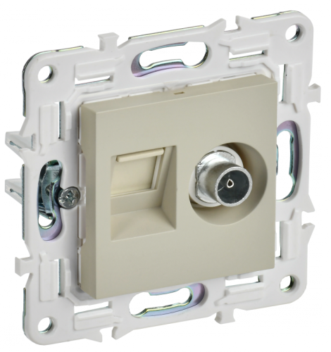SKANDY Роз. двойная TV+RJ45 кат.5E SK-A14B беж. IEK | код SK-AK20-1-K10 | IEK