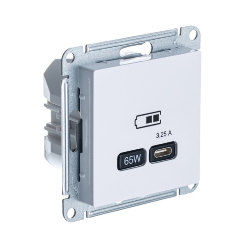 ATLASDESIGN USB РОЗЕТКА тип-С 65Вт высокоскор.заряд. QC, PD, механизм, ЛОТОС | код ATN001327 | Systeme Electric