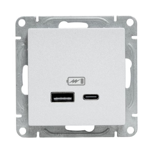 Розетка СП Эпика USB-A+С механизм алюм. EKF UP1-SOA-USBA+USBC фото 3