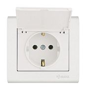 Розетка Manolya с заземл. и крышкой бел. Makel 41001029