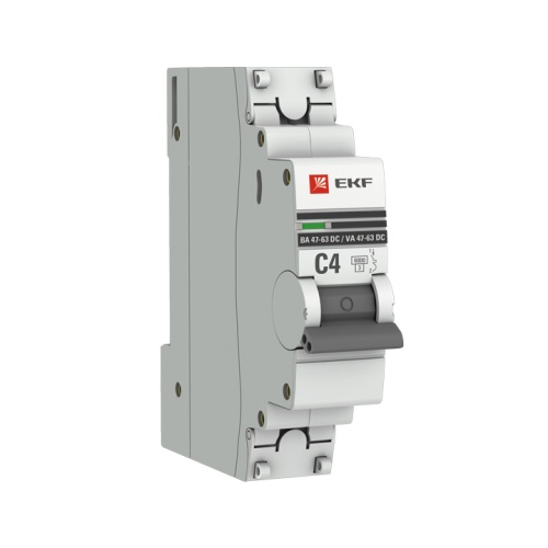 Автоматический выключатель 1P 4А (C) 6кА ВА 47-63 DC PROxima | код mcb4763-DC-1-04C-pro | EKF