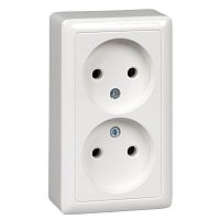 Розетка двухместная HIT, открытый монтаж, белый | код. RA16-237-B | Schneider Electric