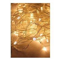 Гирлянда светодиодная 120LED бел. прозр. провод 12.8м (11.3+1.5) 8 режимов мигания IP20 тепл. бел. | код KOC_GIR120LED_W | КОСМОС
