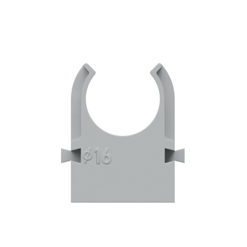Держатель для труб (клипса) KM-KKPM-16 d16мм для прямого монтажа сер. (уп. 100шт) КМ LO67230 фото 2