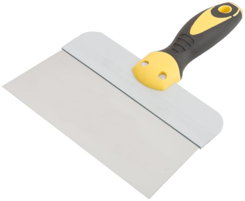 Шпатель фасадный нержавеющий профи прорезиненная ручка сметал. бойком 200мм FIT 06442 фото 2