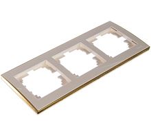Рамка RAIN 3-ая горизонтальная белая с боковой вставкой золото | код 703-0226-148 | Lezard