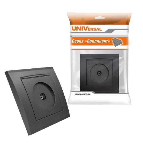 Розетка телевизионная одноместная серия Бриллиант, скрытой установки, оконечная, 75Ом, ч/д 4-2400Мгц, механизм, графит | код 7947571-Gr | Universal фото 4 Розетка телевизионная одноместная серия Бриллиант, скрытой установки, оконечная, 75Ом, ч/д 4-2400Мгц, механизм, графит | код 7947571-Gr | Universal фото 4